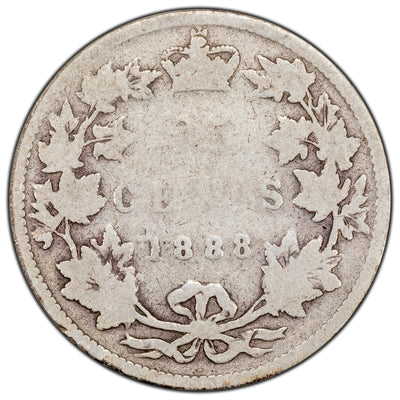 Canada 1888 25 Cents Quarter Silver Coin - aG