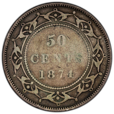 Newfoundland 1874 50 Cents Half Dollar Silver Coin