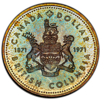 Canada 1971 BC Commemorative Silver Coin $1 Silver Dollar Coin - Nice Colour!
