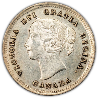 Canada 1891 Obverse 5 Cents Silver Coin - EF-45
