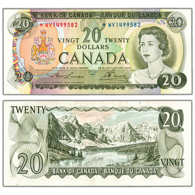 $20 1969 Bank of Canada Note *WV Replacement Prefix BC-50bA - AU (one pinhole)