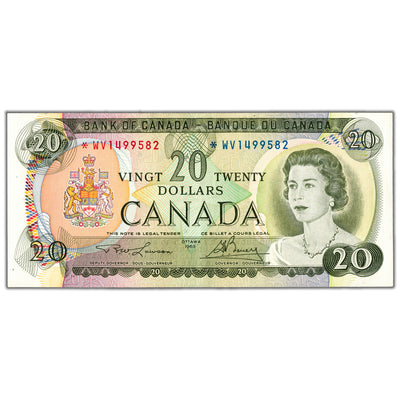 $20 1969 Bank of Canada Note *WV Replacement Prefix BC-50bA - AU (one pinhole)