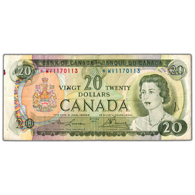 $20 1969 Bank of Canada Note *WV Replacement Prefix BC-50bA - VF