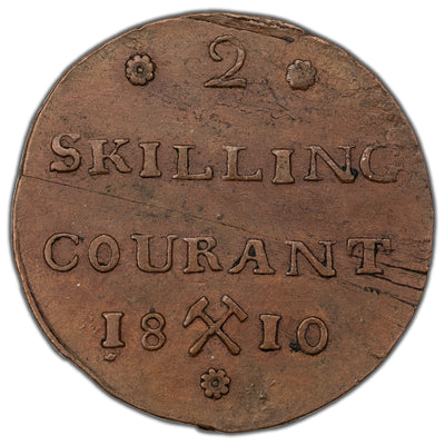 Norway 1810 2 Skilling Courant Coin KM #280 - Nice Example