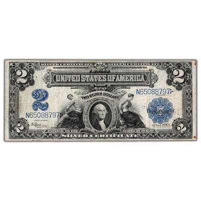 SOLD United States 1899 $2 Two Dollars Silver Certificate Note - Minor Rust Spots