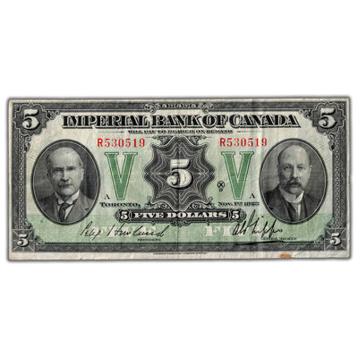 $5 1923 Imperial Bank of Canada Chartered Note CH #375-18-02 - VF