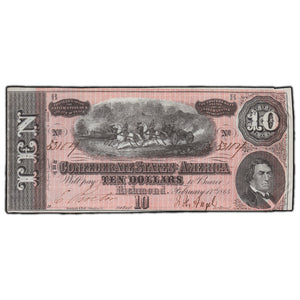 SOLD United States 1864 Confederate $10 Note