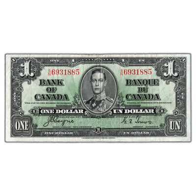 $1 1937 Bank of Canada Note Coyne-Towers S/N Prefix BC-21d - F/VF