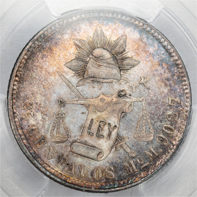 SOLD Mexico 1886 Mo-M 25 Centavos Silver Coin - PCGS MS-65
