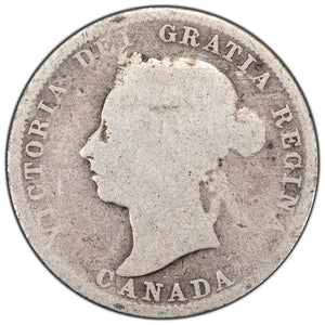 SOLD Canada 1890-H 25 Cents Quarter Silver Coin - aG