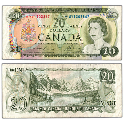 $20 1969 Bank of Canada Note *WV Replacement Prefix BC-50bA - Minor Tear