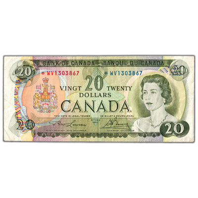 $20 1969 Bank of Canada Note *WV Replacement Prefix BC-50bA - Minor Tear