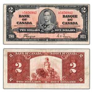 SOLD $2 1937 Bank of Canada Note Coyne-Towers L/R Prefix BC-22c - VF