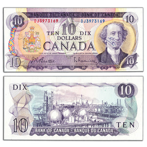 SOLD $10 1971 Bank of Canada Note Beattie-Rasminsky DJ Prefix BC-49a - Writing