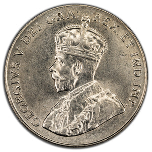 Canada 1928 5 Cents Nickel Coin - AU-58