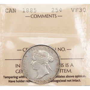 SOLD Canada 1885 Curved Top 5 25 Cents Quarter Silver Coin - ICCS VF-30