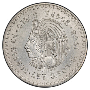 SOLD Mexico 1948 5 Five Pesos Silver Coin