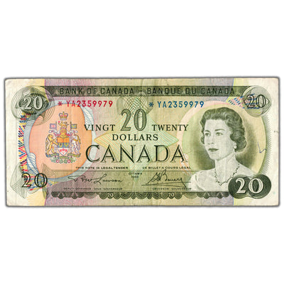 $20 1969 Bank of Canada Note *YA Replacement Prefix BC-50bA - VF