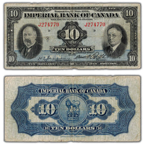SOLD $10 1934 Imperial Bank of Canada Chartered Note CH #375-22-08