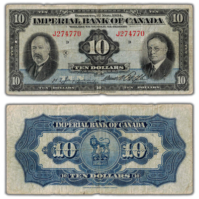 SOLD $10 1934 Imperial Bank of Canada Chartered Note CH #375-22-08