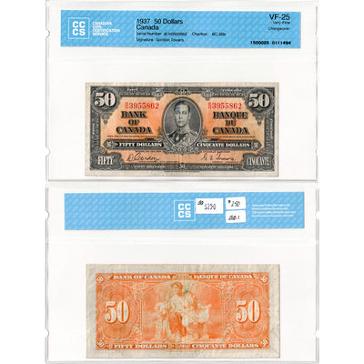 $50 1937 Bank of Canada Note Gordon-Towers B/H Prefix BC-26b - CCCS VF-25