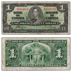 SOLD $1 1937 Bank of Canada Note Coyne-Towers R/N Prefix BC-21d - Circulated
