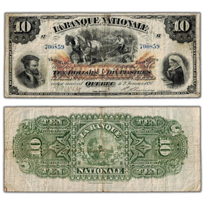 SOLD $10 1897 La Banque Nationale Canada Chartered Note #510-20-08