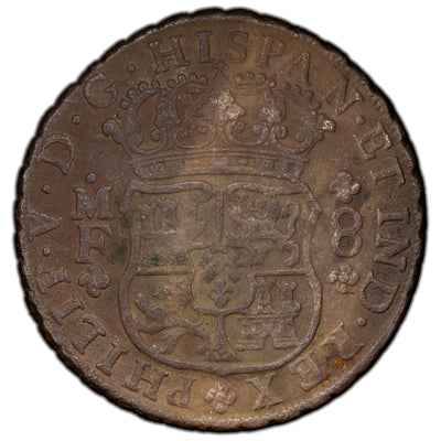 SOLD Mexico 1740 8 Reales Silver Coin - Saltwater Damage