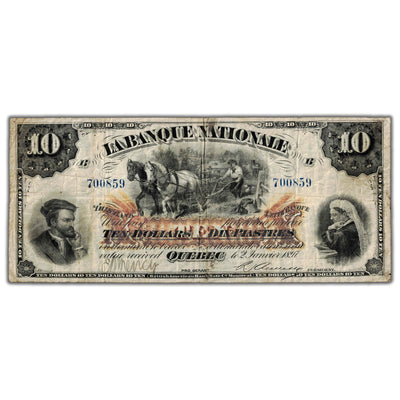 SOLD $10 1897 La Banque Nationale Canada Chartered Note #510-20-08