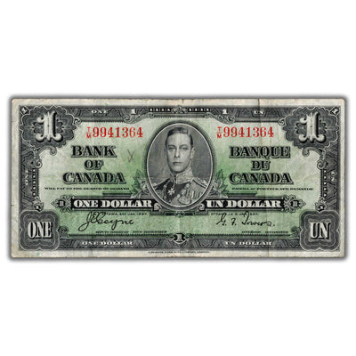 $1 1937 Bank of Canada Note Coyne-Towers T/M Prefix BC-21d - VF (minor writing)