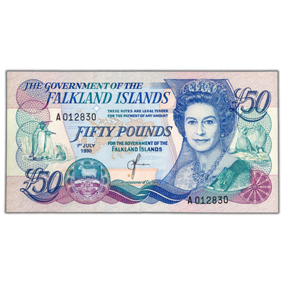 SOLD Falkland Islands 1990 50 Fifty Pounds Note P #16a - Choice Uncirculated