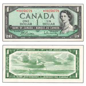 SOLD $1 1954 Bank of Canada Note *A/Y Replacement Prefix BC-37bA - AU
