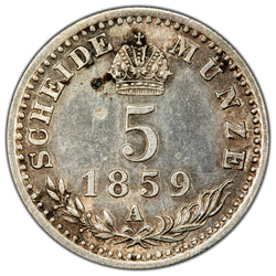 Austria 1859 A 5 Kreuzer Silver Coin