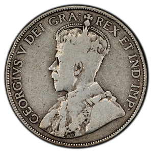 SOLD Canada 1914 50 Cents Half Dollar Silver Coin - Very Weak Reverse