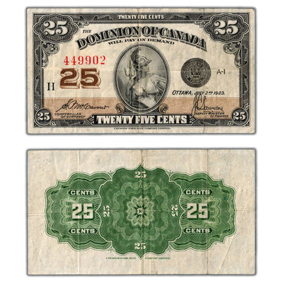 25 Cents 1923 Dominion of Canada Note Shinplaster DC-24c - VF