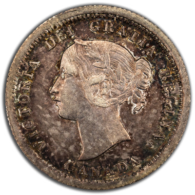 Canada 1870 Flat Border 5 Cents Silver Coin - Old Cleaning