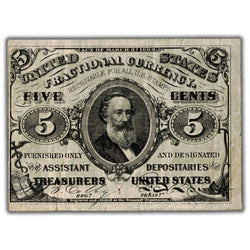 United States 1863 5 Five Cents Fractional Note - Tear