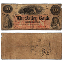 United States 1864 $10 The Valley Bank Hillsborough Note - Circulated