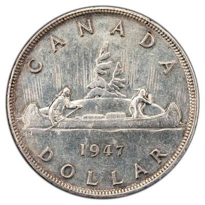 SOLD Canada 1947 Blunt 7 $1 Silver Dollar Coin - Lightly Cleaned