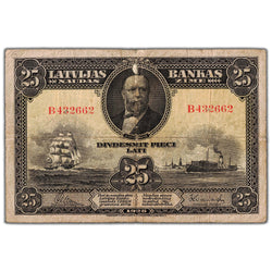 Latvia 1928 25 Lati Note P #18a - Small Tape Repair