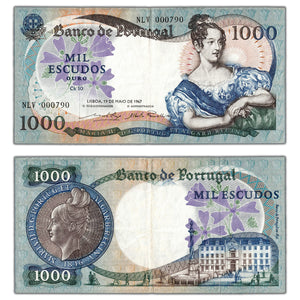 SOLD Portugal 1967 1000 Escudos P #172 - Serial #790 - Circulated