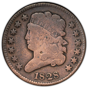 SOLD United States 1828 1/2c Capped Bust Half Cent Coin - Damaged