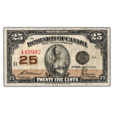 25 Cents 1923 Dominion of Canada Note Shinplaster DC-24c - VF
