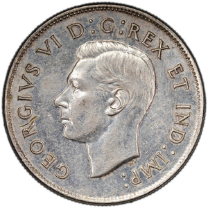 SOLD Canada 1947 Curved 7 50 Cents Half Dollar Silver Coin