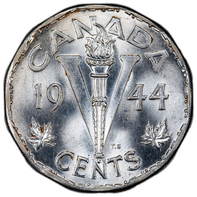Canada 1944 5 Five Cents Victory Nickel Coin - Choice Uncirculated +