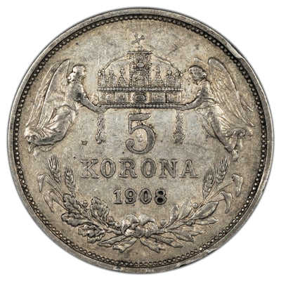 SOLD Hungary 1908 5 Korona Silver Coin