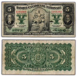SOLD $5 1929 Banque Canadienne Nationale Chartered Note CH #85-12-02 - Fine