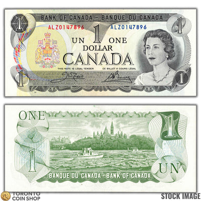 $1 1973 Bank of Canada Note Crow-Bouey Signatures 3 Letter Prefix - Uncirculated