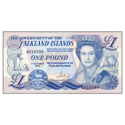 SOLD Falkland Islands 1984 1 One Pound Note P #13a - AU