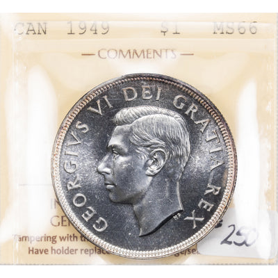 SOLD Canada 1949 $1 Silver Dollar Coin - ICCS MS-66